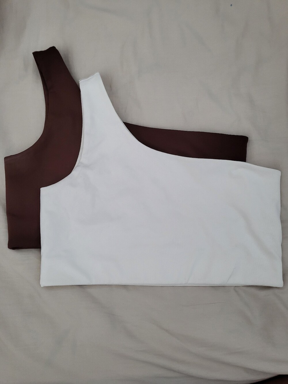 Set Of Girlfriend Collective Single Shoulder Workout Top